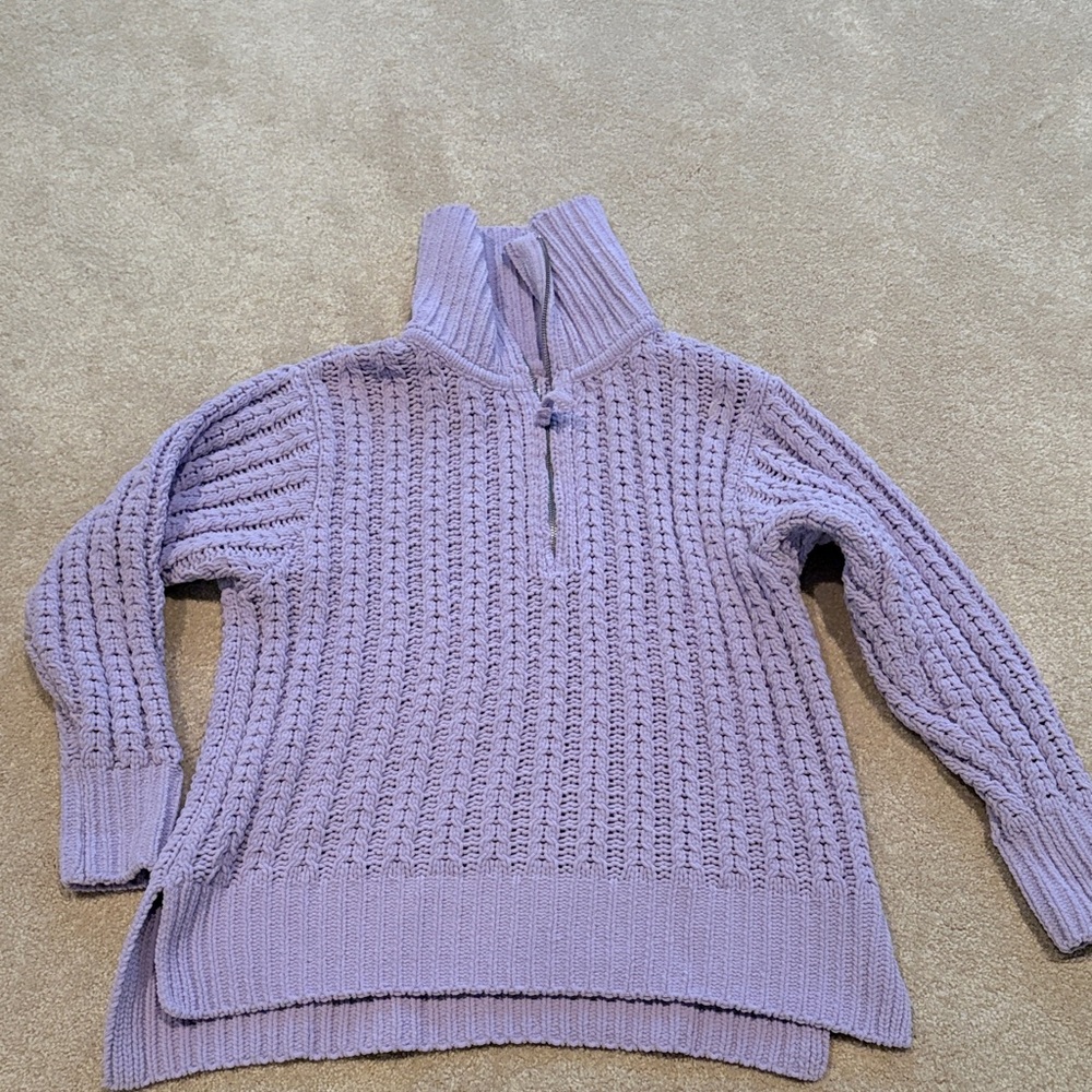 Aerie Lavender Half-Zip Sweater